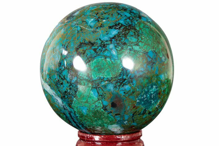 Polished Malachite & Chrysocolla Sphere - Peru #211059